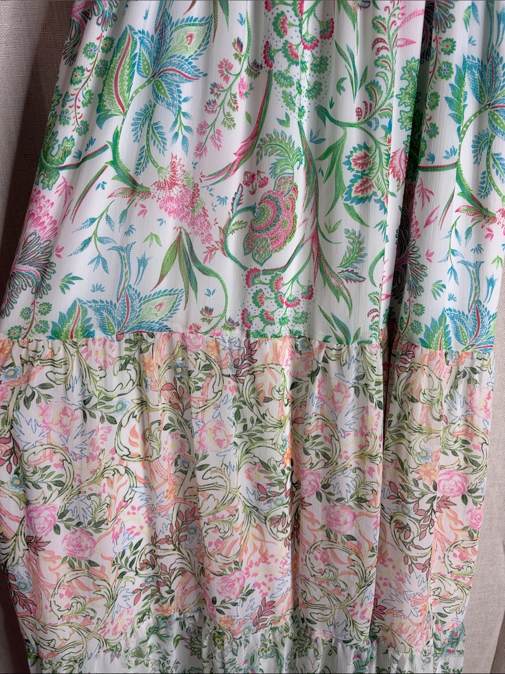 House of Harlow 1960 Floral Maxi Dress in White, Green, Pink - Picture 3 of 6